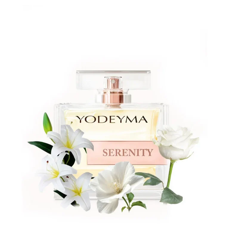 Apa de parfum Yodeyma Serenity pentru femei, nuante de trandafir, crin alb si mosc alb, creat pentru femeia romantica si eleganta, 100ml