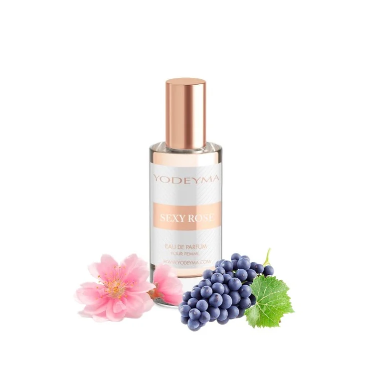 Yodeyma Sexy Rose Apa de parfum pentru femei, nuante de struguri, flori de piersic si mosc alb, pentru femeia seducatoare si plina de farmec, 15ml