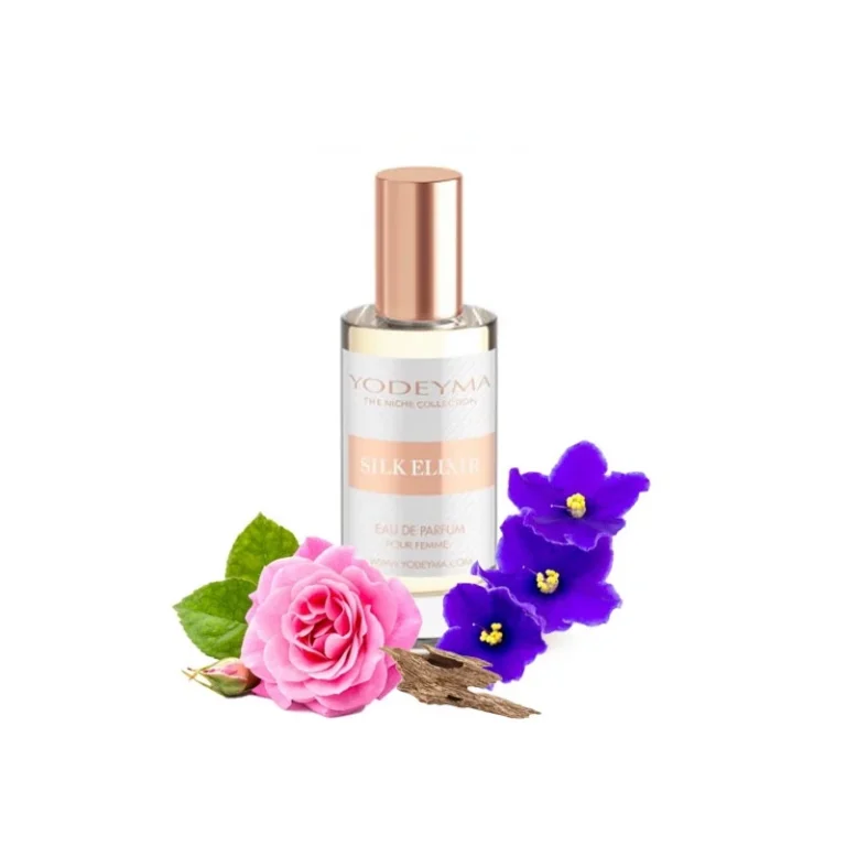 Yodeyma Silk Elixir Apa de parfum pentru femei, nuante de Saintpauli, Oud si trandafir de Damasc, pentru femeile care iubesc eleganta si misterul, 15ml
