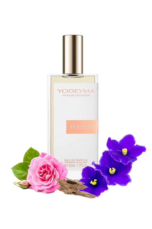 Yodeyma Silk Elixir Apa de parfum pentru femei, nuante de Saintpauli, Oud si trandafir de Damasc, pentru femeile care iubesc eleganta si misterul, 50ml – prezentarea produsului