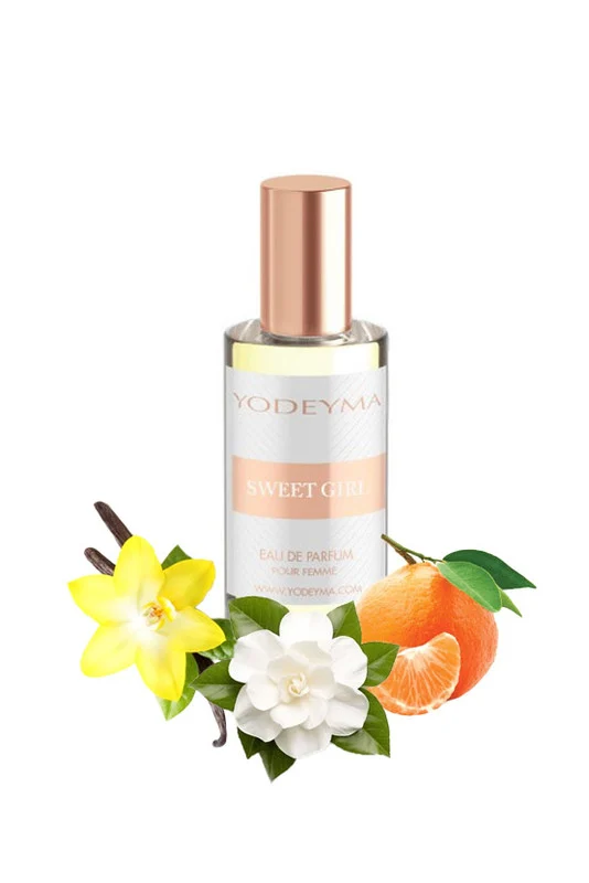 Yodeyma Sweet Girl Apa de parfum pentru femei, nuante de mandarina, gardenia si vanilie, pentru femeia jucausa si plina de farmec, 15ml – prezentarea produsului