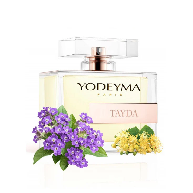 Apa de parfum Yodeyma Tayda pentru femei, nuante de flori de tei, Heliotrop si Ambroxan, este nota perfecta de feminitate moderna si rafinament subtil, 100ml