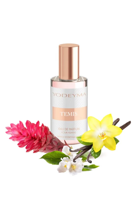 Yodeyma Temis Mini Apa de parfum pentru femei, nuante de Floare de Ghimbir, Iasomie de apa si vanilie, pentru femeia moderna, eleganta si plina de farmec, 15ml – prezentarea produsului