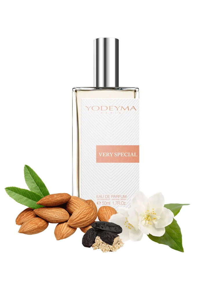 Yodeyma Very Special Apa de parfum pentru femei, nuante de migdale, iasomie si Haba Tonka, pentru femeia eleganta, sofisticata si inconfundabila, 50ml – prezentarea produsului