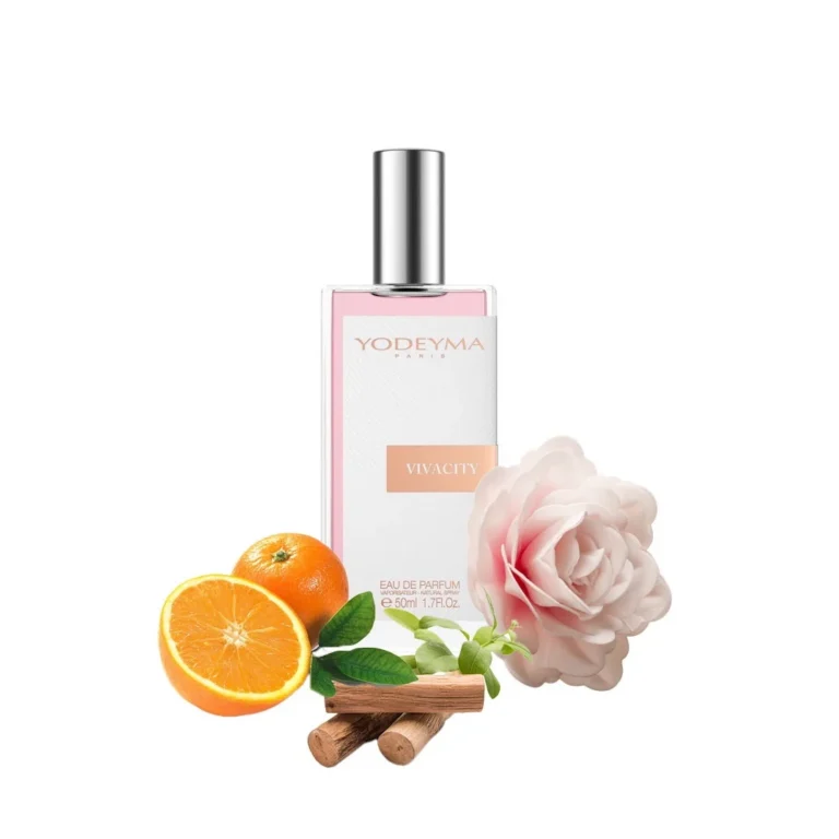 Yodeyma Vivacity Apa de parfum pentru femei, nuante de mandarina, Trandafir de Grasse si Sándal, pentru femeia moderna, plina de viata si rafinament, 50ml