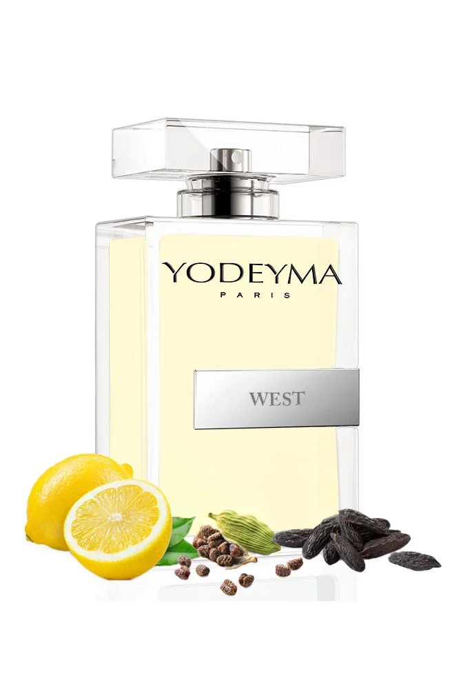 Yodeyma West Apa de parfum pentru barbati, nuante de lamaie, cardamon si Haba Tonka, pentru barbatul modern, care apreciaza echilibrul intre prospetime si intensitate, 100ml – prezentarea produsului