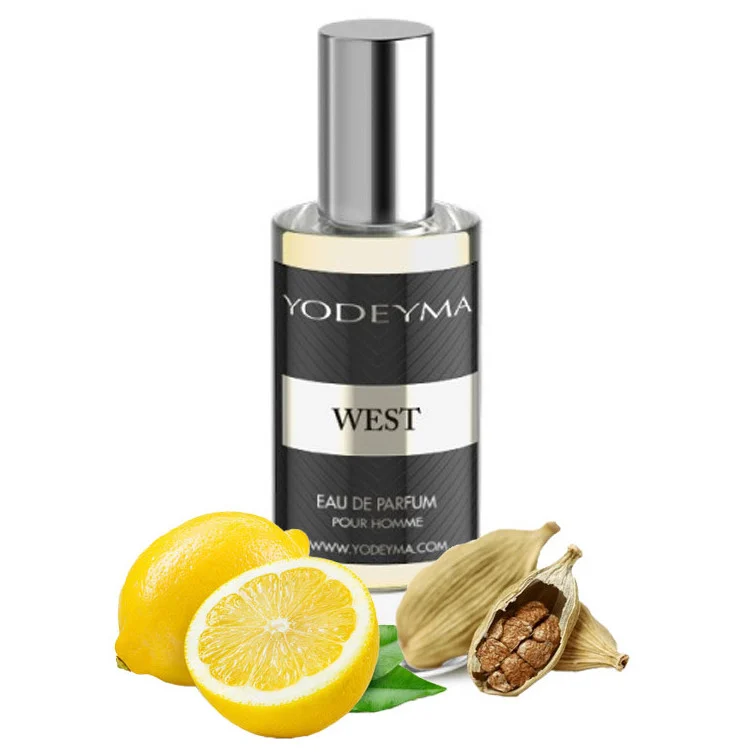 Yodeyma West Apa de parfum pentru barbati, nuante de lamaie, cardamon si Haba Tonka, pentru barbatul modern, care apreciaza echilibrul intre prospetime si intensitate, 15ml