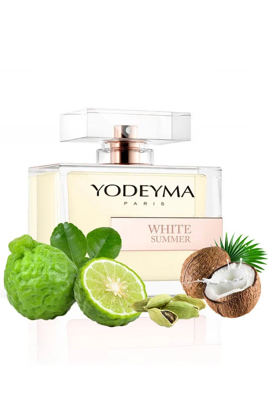 Yodeyma White Summer Apa de parfum pentru femei, nuante de bergamota, cocos si cardamon, un parfum feminin irezistibil, proaspat si exotic, 100ml – prezentarea produsului