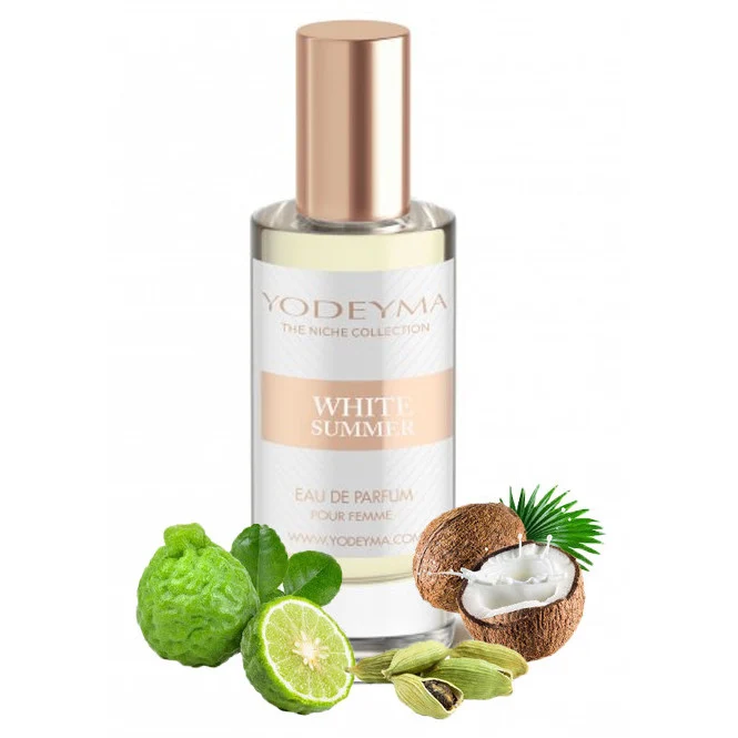 Yodeyma White Summer Apa de parfum pentru femei, nuante de bergamota, cocos si cardamon, un parfum feminin irezistibil, proaspat si exotic, 15ml