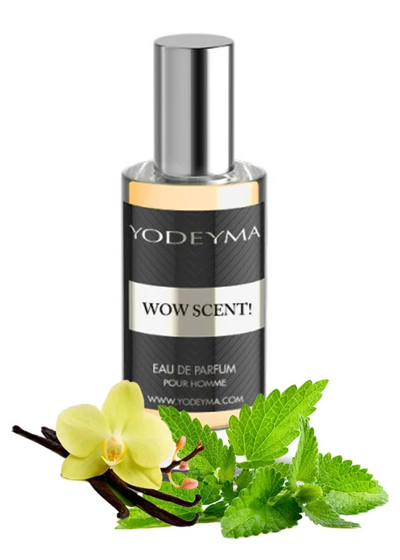 Yodeyma Wow Scent! Apa de parfum pentru barbati, nuante de menta, salvie si vanilie, surprinde perfect spiritul energic si carismatic al barbatului modern, 15ml – prezentarea produsului