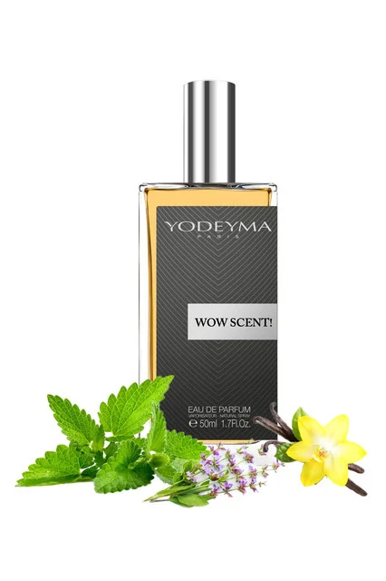 Yodeyma Wow Scent! Apa de parfum pentru barbati, nuante de menta, salvie si vanilie, surprinde perfect spiritul energic si carismatic al barbatului modern, 50ml – prezentarea produsului